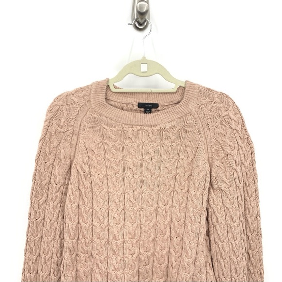 J Crew Women Size Medium Sweater Mauve Brown Cable Knit Crewneck Relaxed Fit Top - Picture 2 of 9